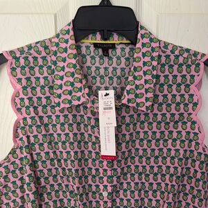 Talbots Pink and Green Sleeveless Button Down Shirt